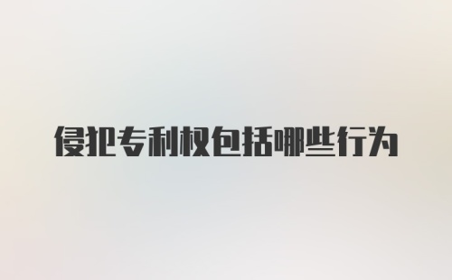 侵犯专利权包括哪些行为