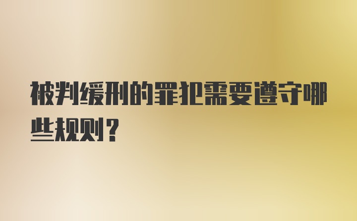 被判缓刑的罪犯需要遵守哪些规则？