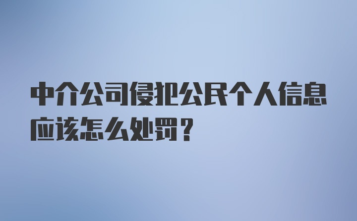 中介公司侵犯公民个人信息应该怎么处罚？