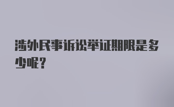 涉外民事诉讼举证期限是多少呢？