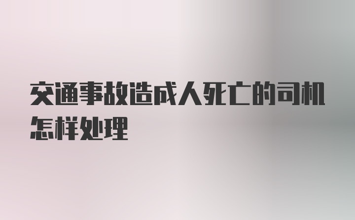 交通事故造成人死亡的司机怎样处理