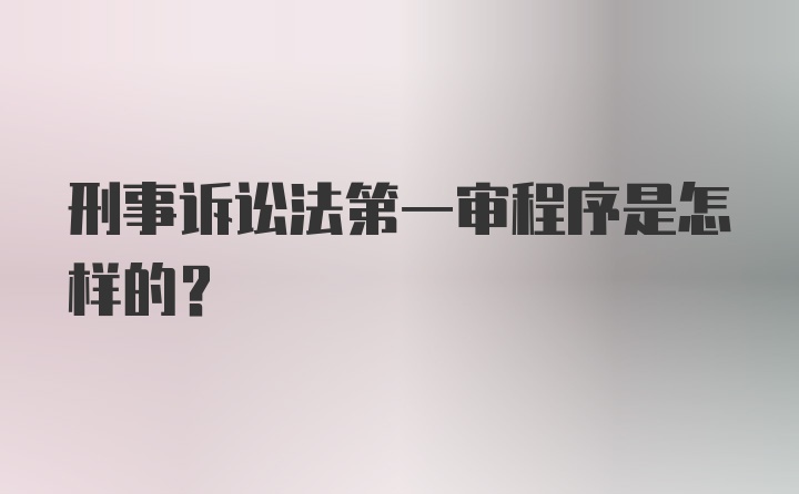 刑事诉讼法第一审程序是怎样的?