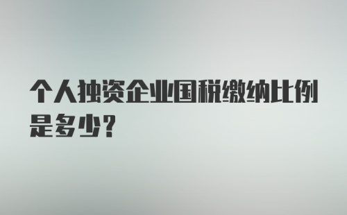 个人独资企业国税缴纳比例是多少?