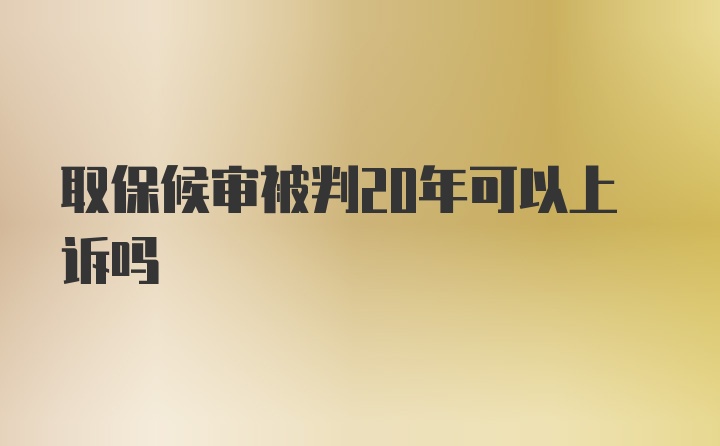 取保候审被判20年可以上诉吗