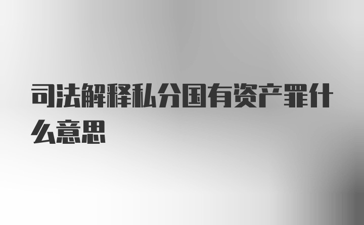 司法解释私分国有资产罪什么意思