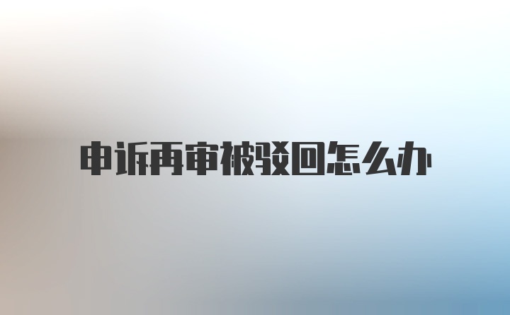 申诉再审被驳回怎么办