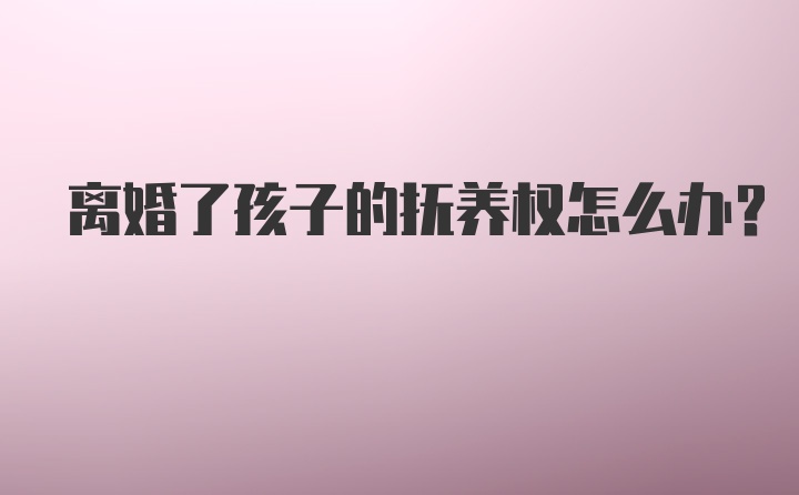 离婚了孩子的抚养权怎么办？