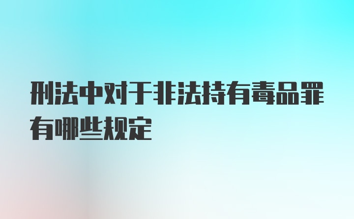 刑法中对于非法持有毒品罪有哪些规定