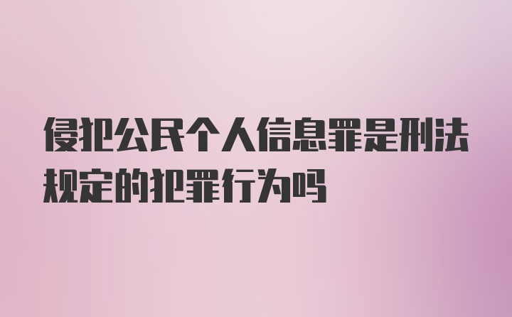 侵犯公民个人信息罪是刑法规定的犯罪行为吗