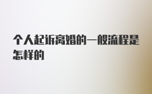 个人起诉离婚的一般流程是怎样的