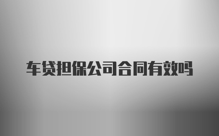 车贷担保公司合同有效吗