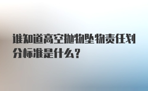 谁知道高空抛物坠物责任划分标准是什么？