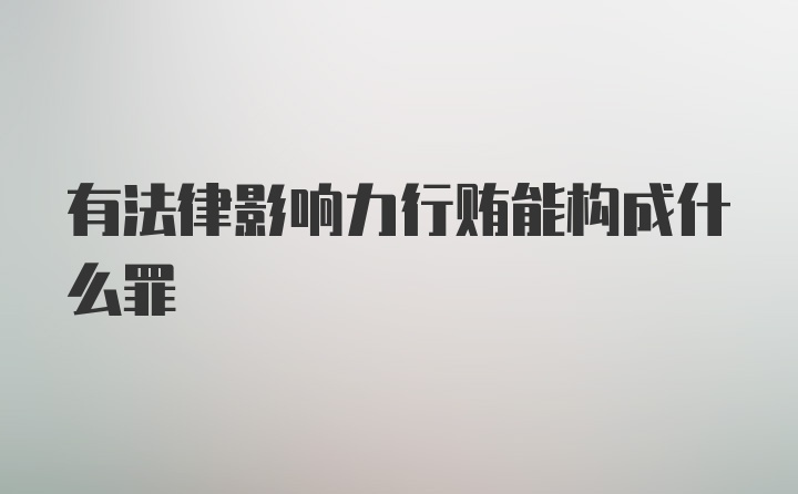 有法律影响力行贿能构成什么罪