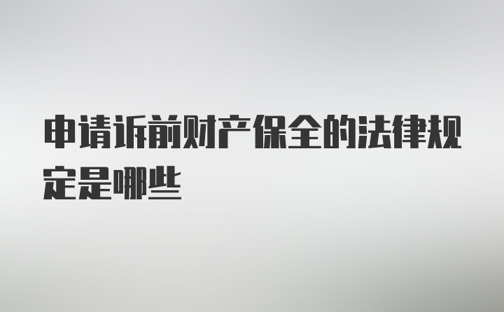 申请诉前财产保全的法律规定是哪些