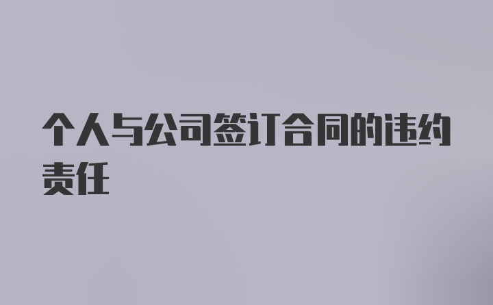 个人与公司签订合同的违约责任