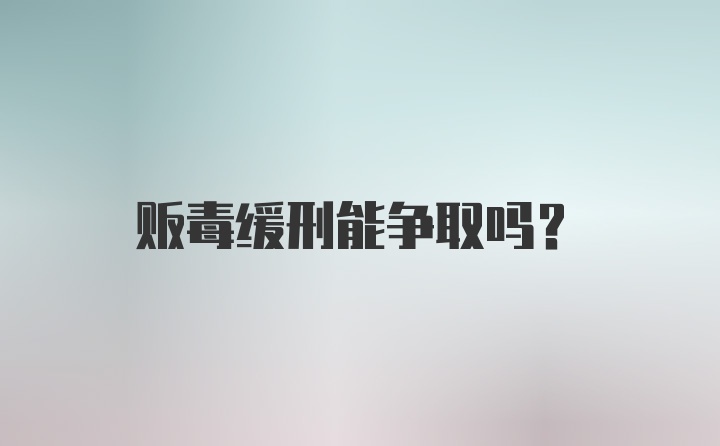 贩毒缓刑能争取吗？