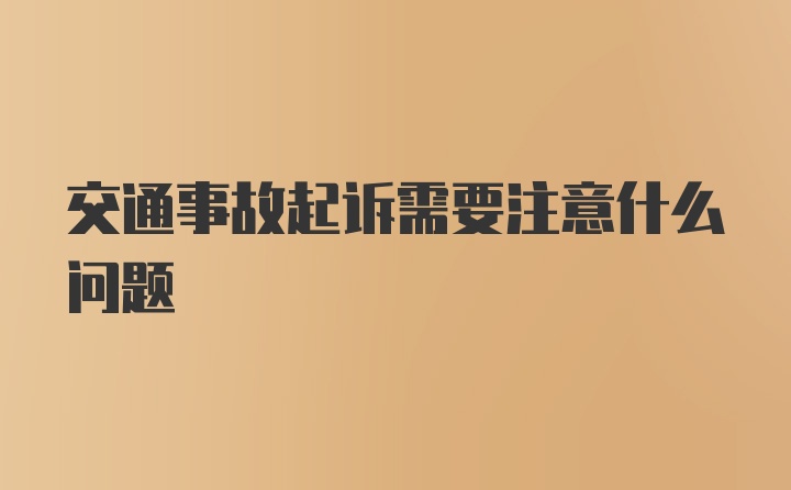 交通事故起诉需要注意什么问题