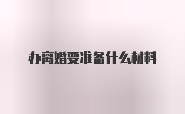 办离婚要准备什么材料