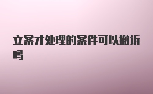 立案才处理的案件可以撤诉吗