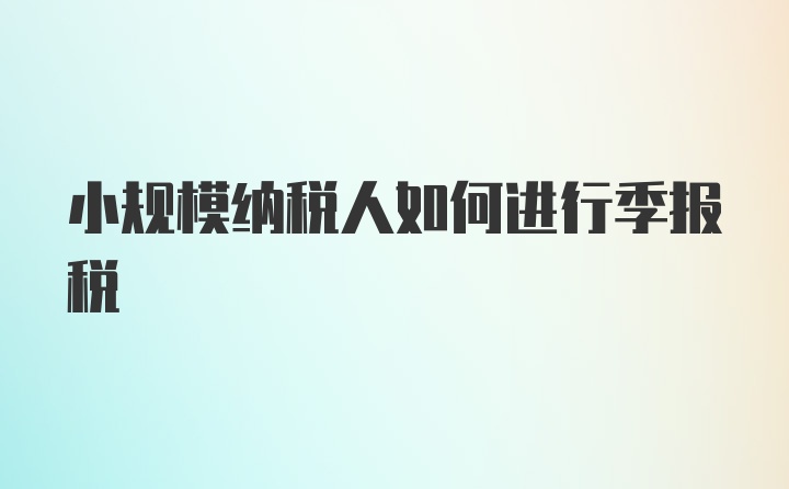 小规模纳税人如何进行季报税