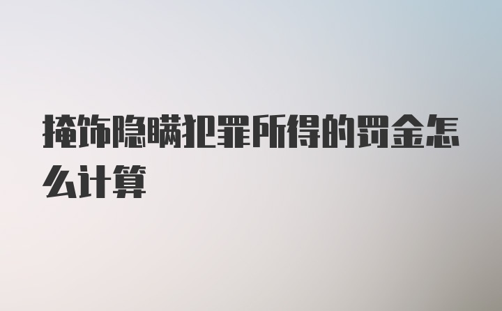 掩饰隐瞒犯罪所得的罚金怎么计算