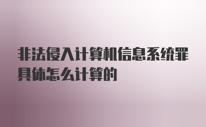 非法侵入计算机信息系统罪具体怎么计算的