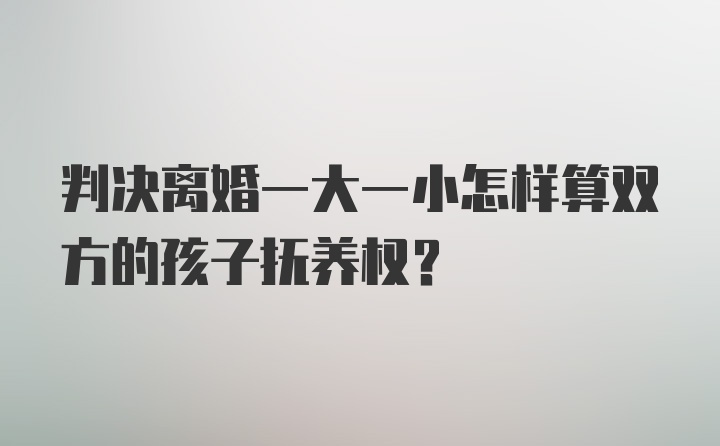 判决离婚一大一小怎样算双方的孩子抚养权?