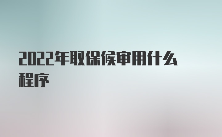 2022年取保候审用什么程序