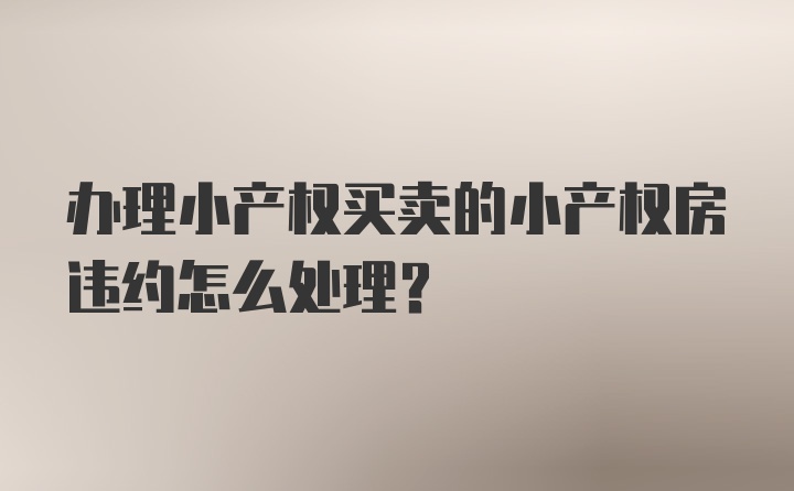 办理小产权买卖的小产权房违约怎么处理？