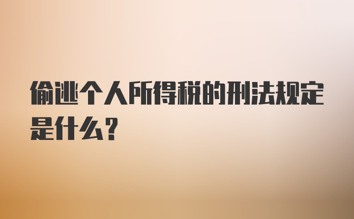 偷逃个人所得税的刑法规定是什么?