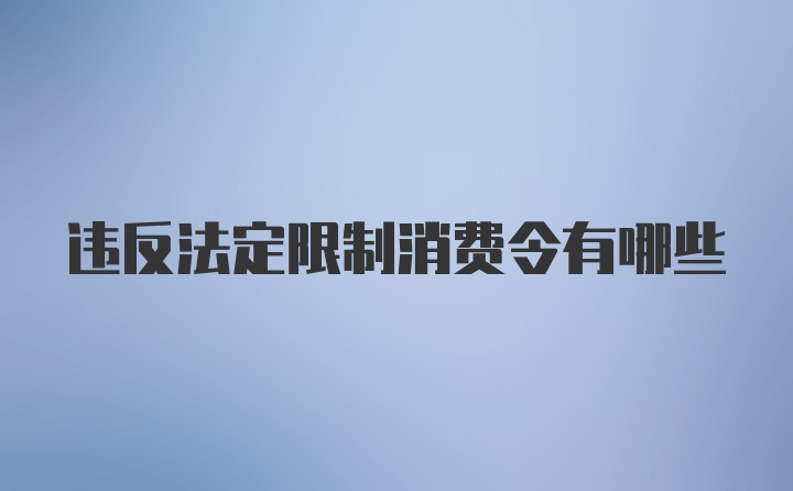 违反法定限制消费令有哪些