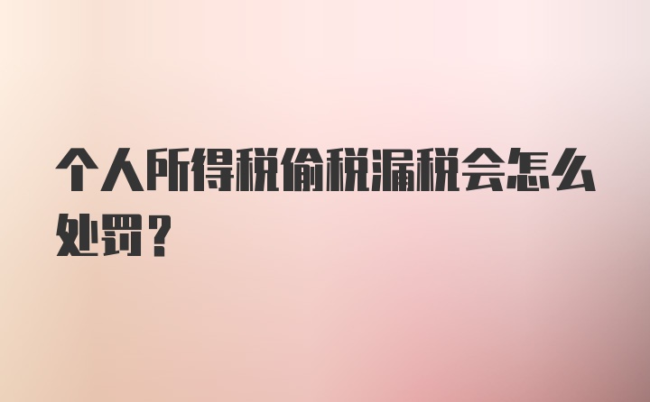 个人所得税偷税漏税会怎么处罚？