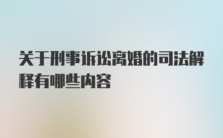 关于刑事诉讼离婚的司法解释有哪些内容