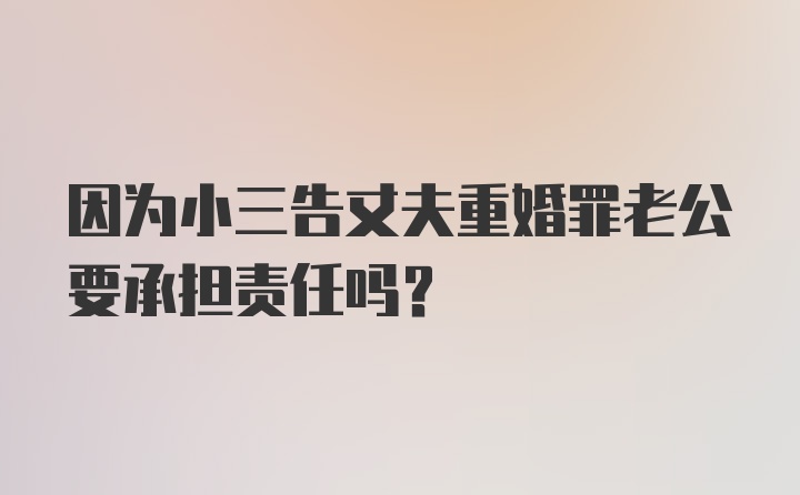 因为小三告丈夫重婚罪老公要承担责任吗？