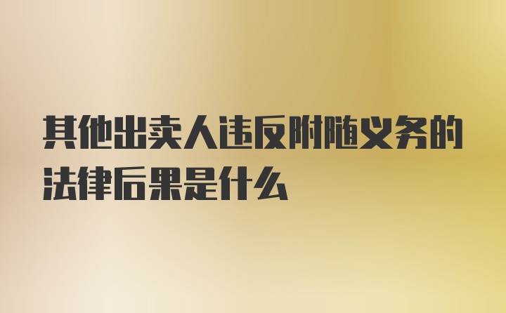 其他出卖人违反附随义务的法律后果是什么