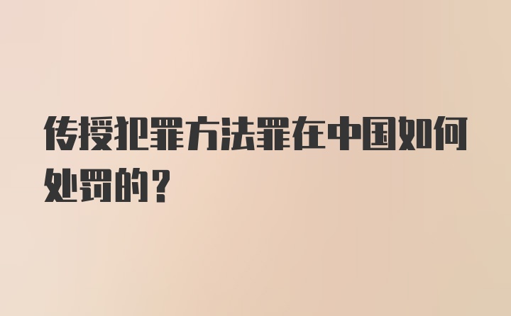 传授犯罪方法罪在中国如何处罚的?