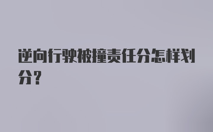 逆向行驶被撞责任分怎样划分？