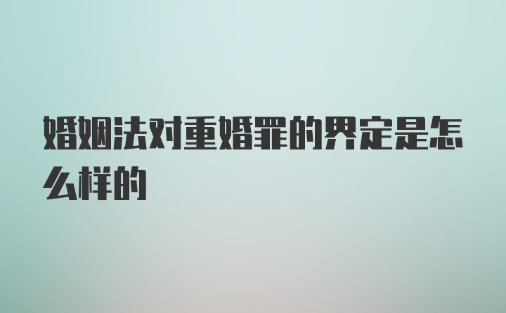 婚姻法对重婚罪的界定是怎么样的