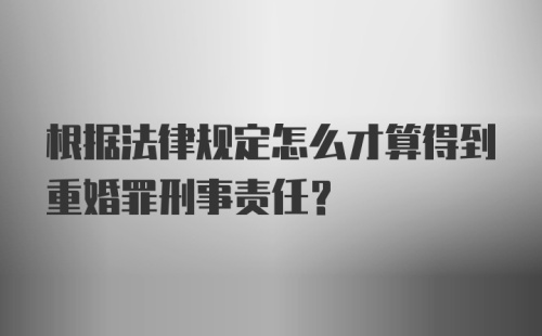 根据法律规定怎么才算得到重婚罪刑事责任？