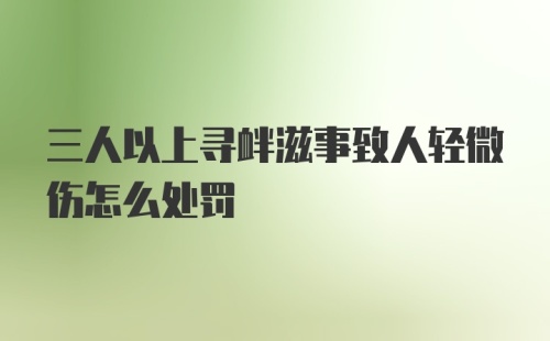 三人以上寻衅滋事致人轻微伤怎么处罚