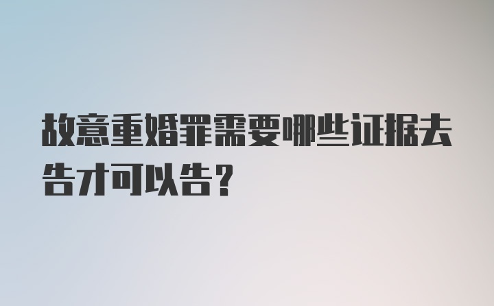 故意重婚罪需要哪些证据去告才可以告？