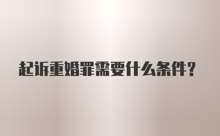 起诉重婚罪需要什么条件？