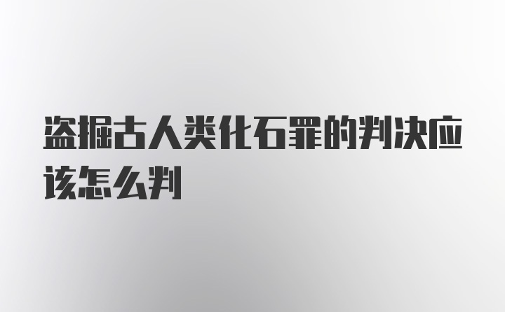 盗掘古人类化石罪的判决应该怎么判