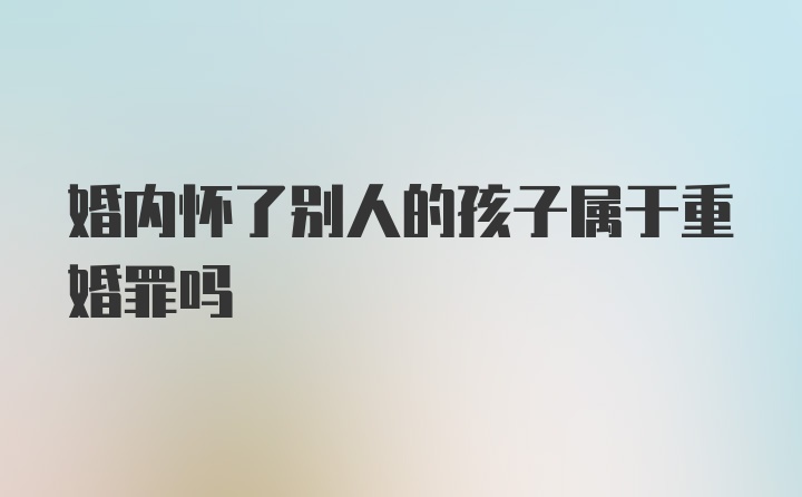 婚内怀了别人的孩子属于重婚罪吗