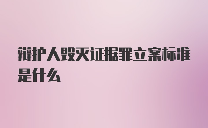 辩护人毁灭证据罪立案标准是什么