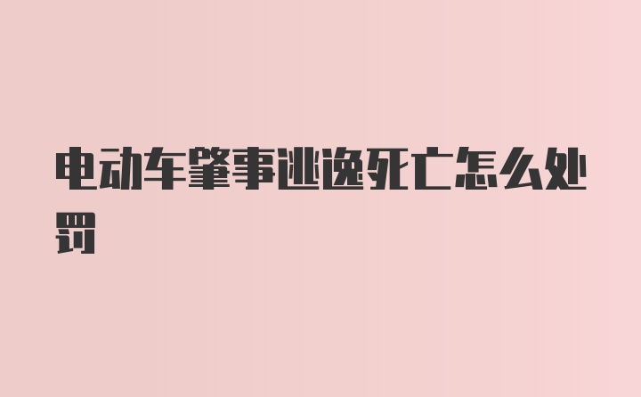 电动车肇事逃逸死亡怎么处罚