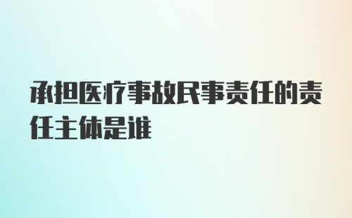 承担医疗事故民事责任的责任主体是谁