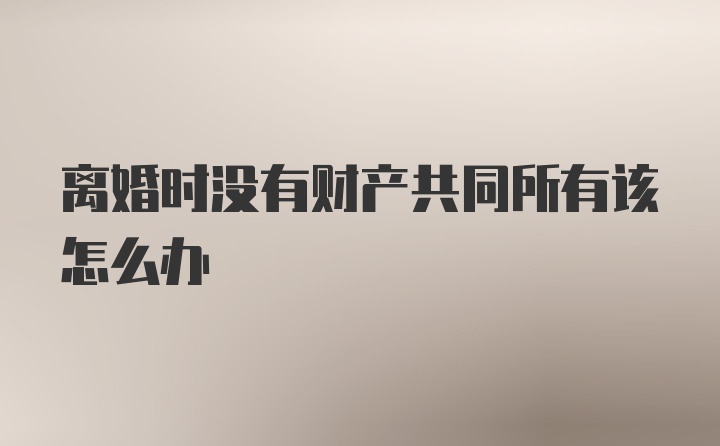 离婚时没有财产共同所有该怎么办