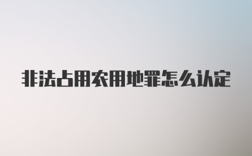 非法占用农用地罪怎么认定