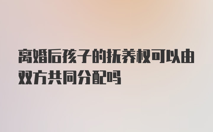 离婚后孩子的抚养权可以由双方共同分配吗